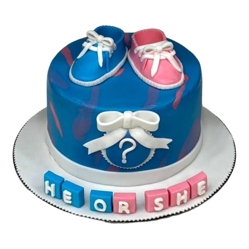 Baby Shoes Gender Reveal Cake