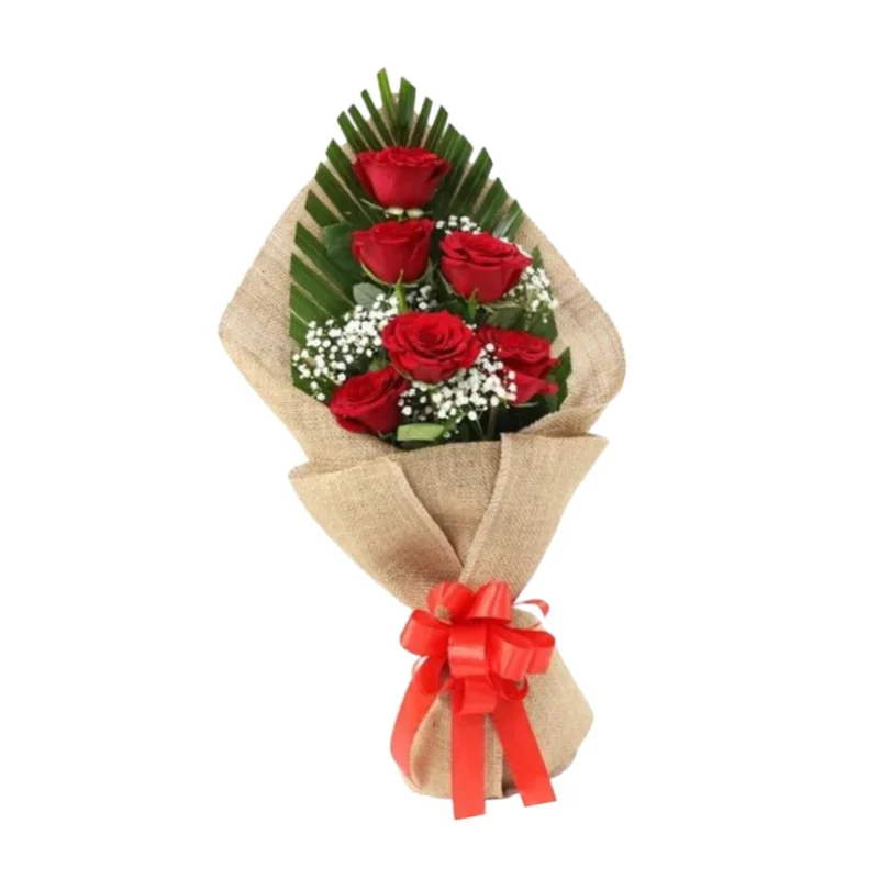 باقة الورد الطبيعي الأحمر